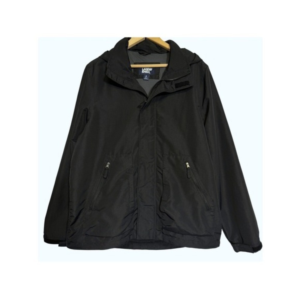 Lands‎ End Mid Weight Jacket Mens M 38-40 Black Wind Water Resistant Rain Guard